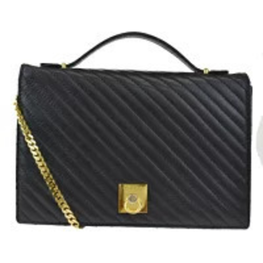 Celine Handbag Chain Shoulder Black Leather